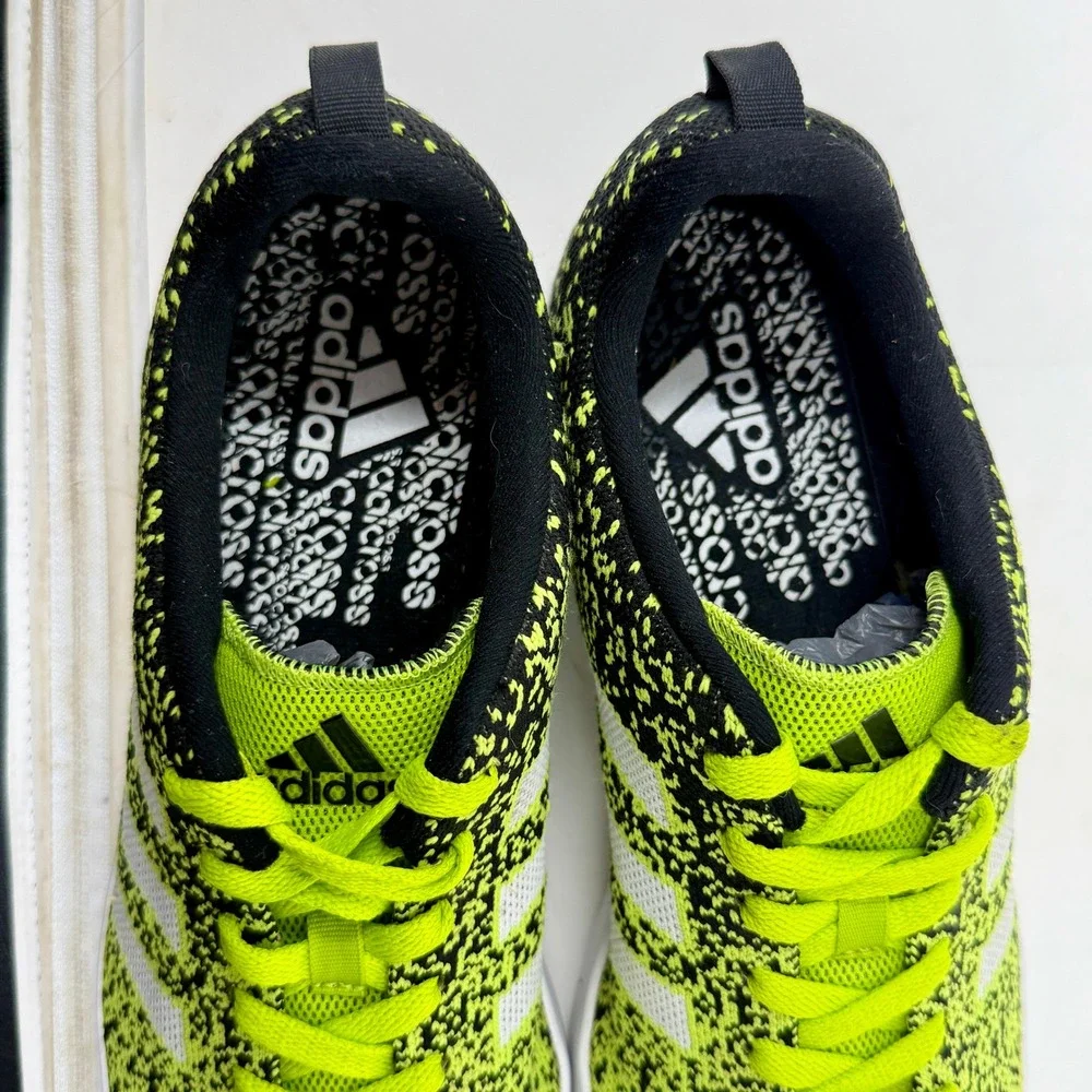 Adidas Adicross Spikeless Golf Shoes Solar Lime & Black Knit Men's 10.5